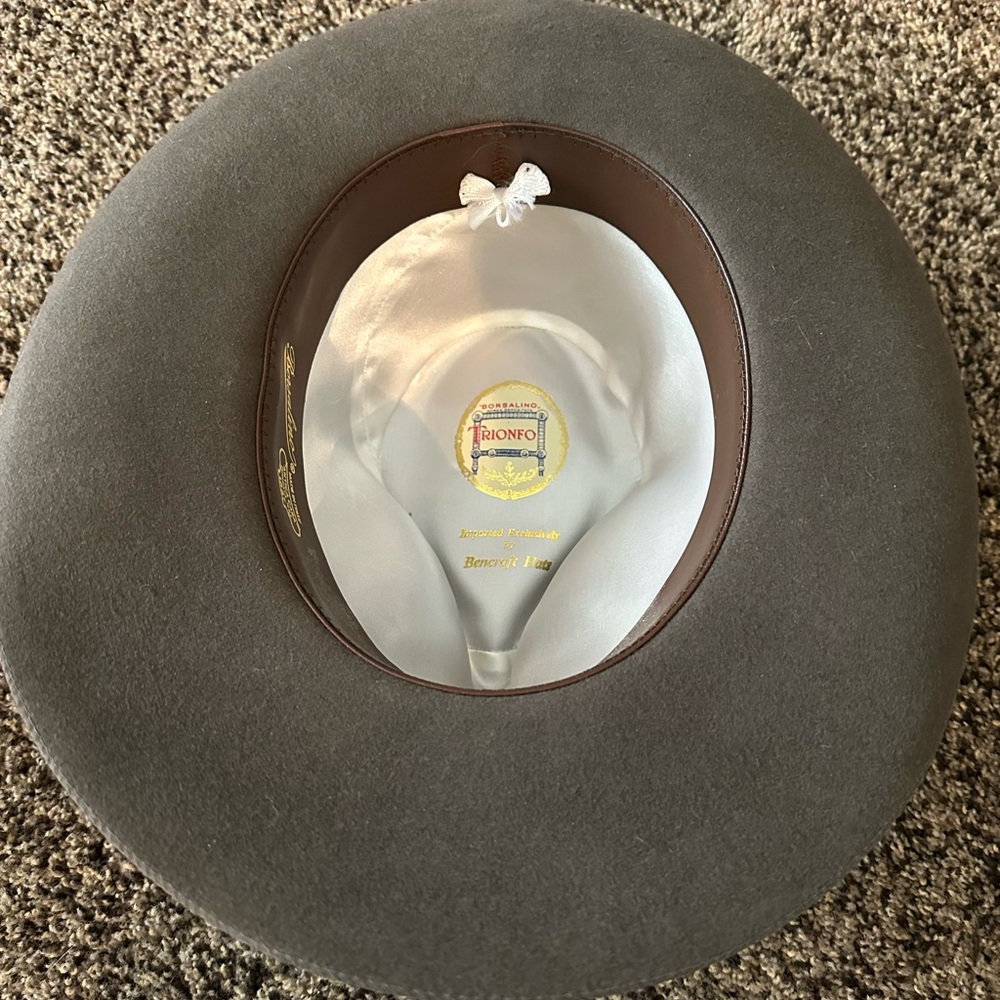 Gray Felt Hat with Brown Trim